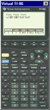 [Virtual TI-86 screenshot]